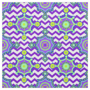 Lila Bright Boho Zickzack   Karnevalsfarben Stoff