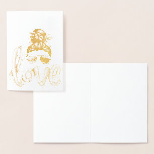 Lila Brille Mädchen Valentinstag Liebe  Folienkarte