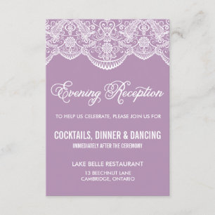Lila Brocade Lace Wedding Reception Card Begleitkarte