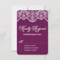 Lila Brocade Lace Wedding RSVP Card