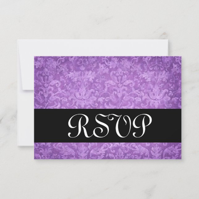 Lila Brocade UAWG Wedding Response Card V RSVP Karte (Vorderseite)