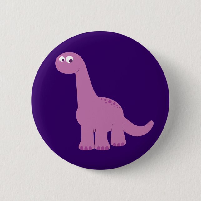 Lila Brontosaurus-Dinosaurier Button (Vorderseite)