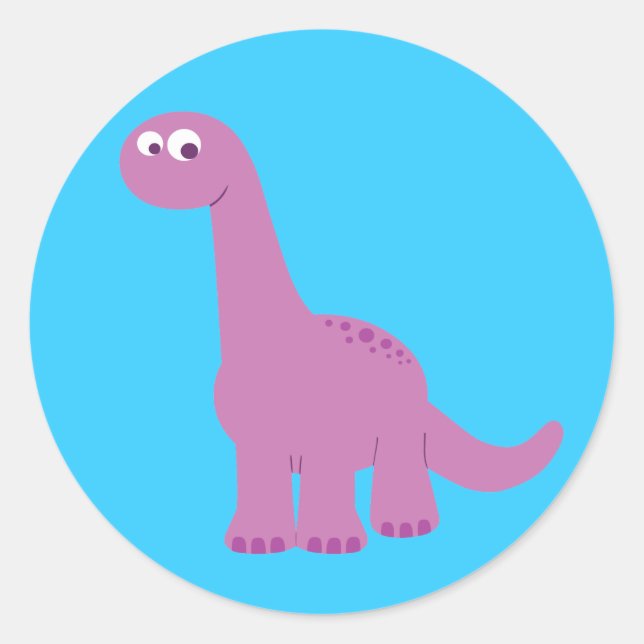 Lila Brontosaurus Dinosaurier Runder Aufkleber (Vorderseite)