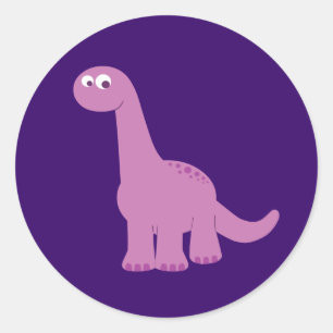 Lila Brontosaurus Dinosaurier Runder Aufkleber