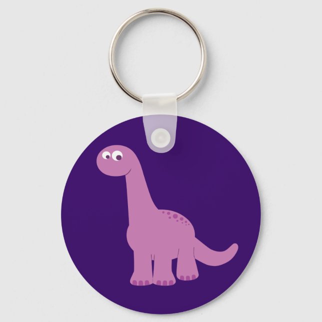 Lila Brontosaurus Dinosaurier Schlüsselanhänger (Vorderseite)