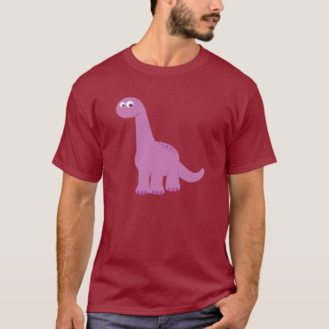 Lila Brontosaurus Dinosaurier T-Shirt (Vorderseite)