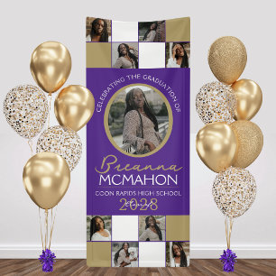 Lila & Bronze 9 Foto-Collage Abschluss Vinyl Banner
