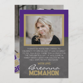 Lila & Bronze Abschluss 2 Foto Dankeschön Karte