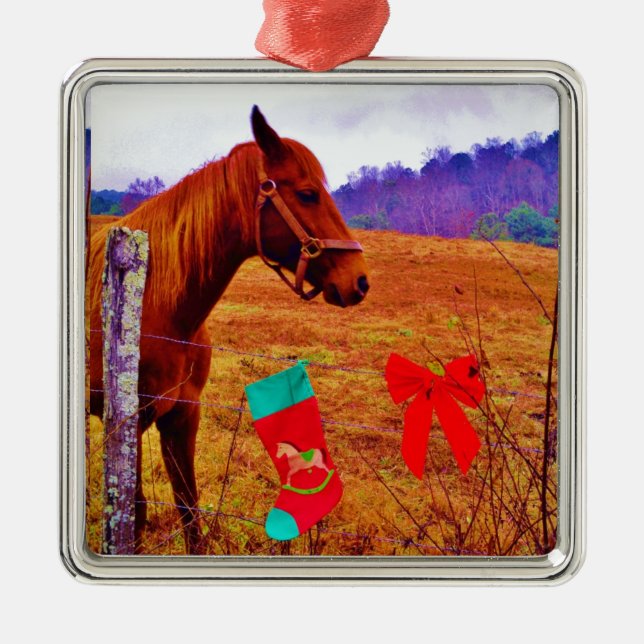 Lila Brotbaum Weihnachten Ornament Aus Metall (Vorne)