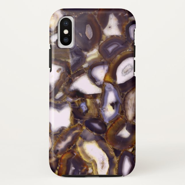 Lila-Brown-White-Agate-Design Case-Mate iPhone Hülle (Rückseite)