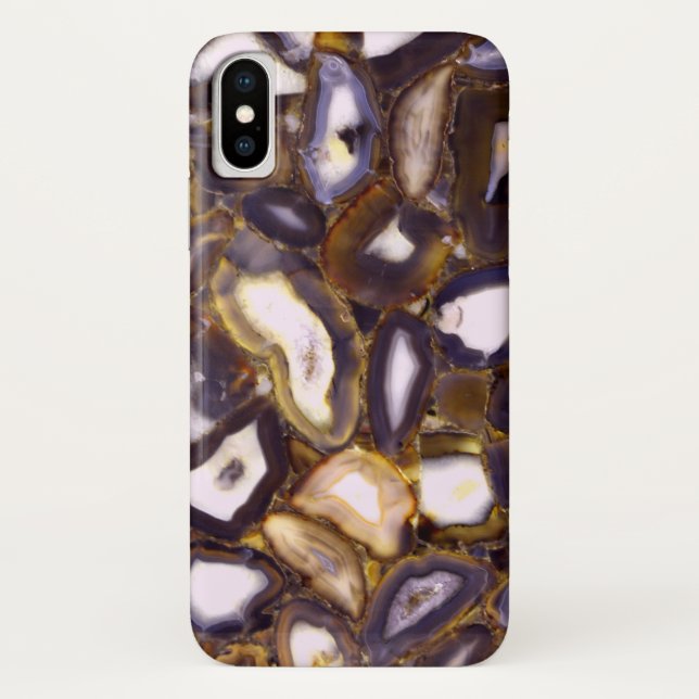 Lila-Brown-White-Agate-Design Case-Mate iPhone Hülle (Rückseite)