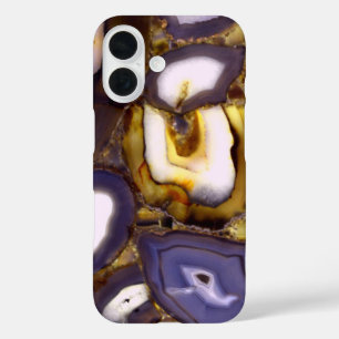 Lila-Brown-White-Agate-Design iPhone 16 Hülle