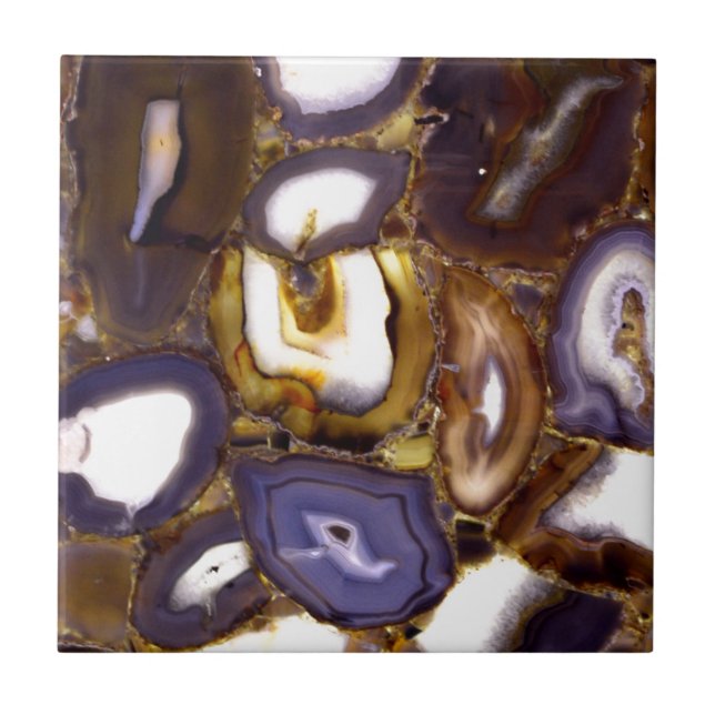 Lila-Brown-White-Agate-Design Fliese (Vorderseite)