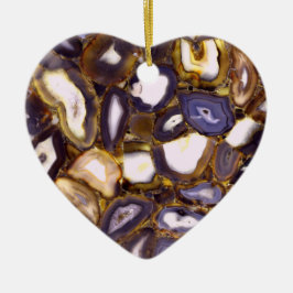 Lila-Brown-White-Agate-Design Keramik Ornament