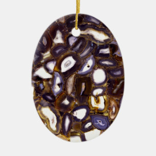 Lila-Brown-White-Agate-Design Keramik Ornament
