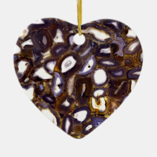 Lila-Brown-White-Agate-Design Keramik Ornament