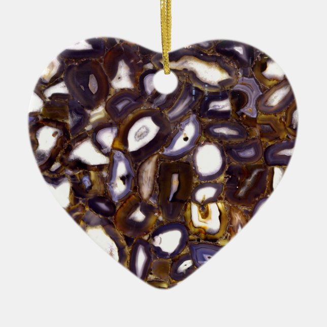 Lila-Brown-White-Agate-Design Keramik Ornament (Vorne)