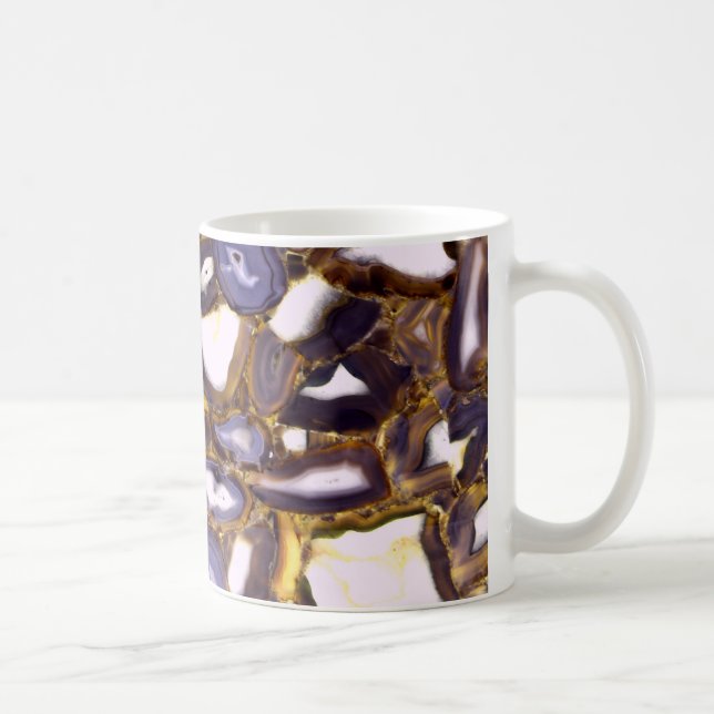 Lila Brown White Agate Steinmuster Kaffeetasse (Rechts)