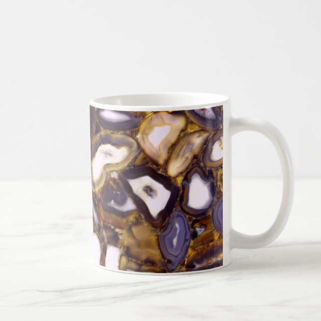 Lila Brown White Agate Steinmuster Kaffeetasse (Rechts)