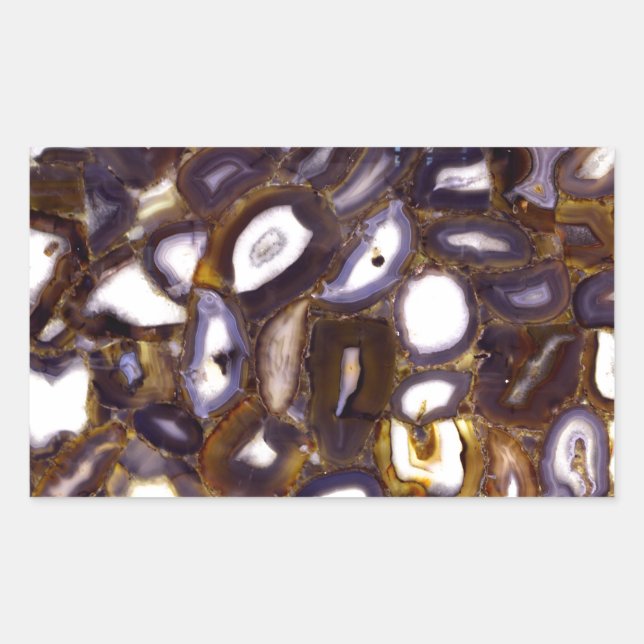 Lila Brown White Agate Steinmuster Rechteckiger Aufkleber (Vorderseite)