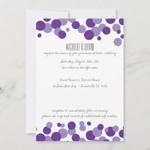 Lila Bubbles Confetti Hochzeit Einladungen