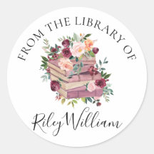 Lila Buch und Rose Buchzeichen