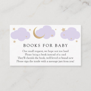 Lila Bücher für Baby Mond und Sterne Einlegekarte Begleitkarte