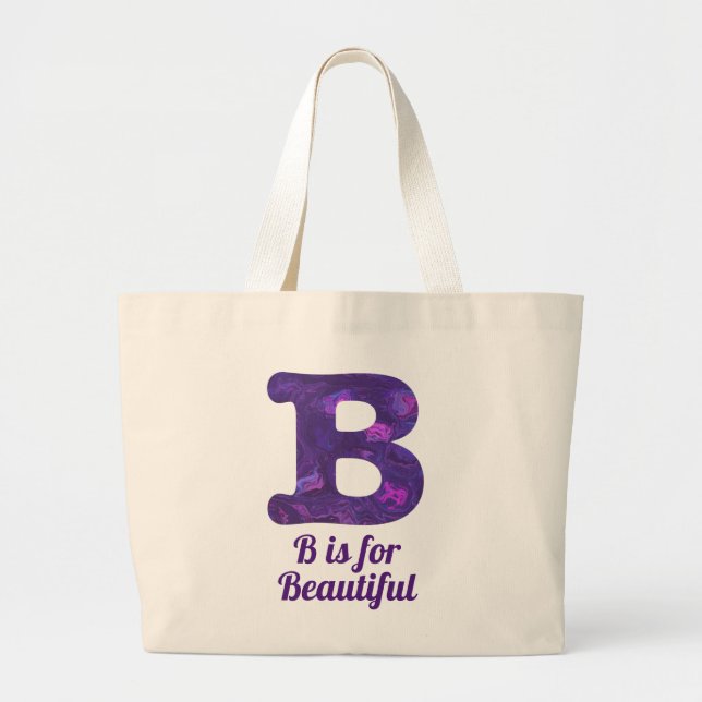 Lila Buchstabe B ist für schöne Monogramm Jumbo Stoffbeutel (Vorne)