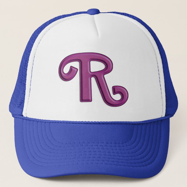 Lila Buchstabe "R" Truckerkappe (Vorderseite)