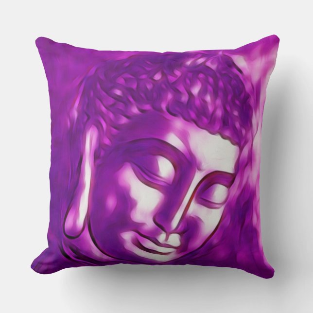 Lila Buddha Art Portrait Buddhismus Spirituelle Li Kissen (Vorderseite)