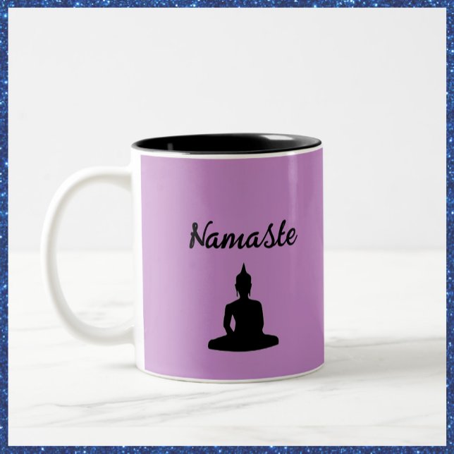 Lila Buddha Namaste Zweifarbige Tasse (Von Creator hochgeladen)
