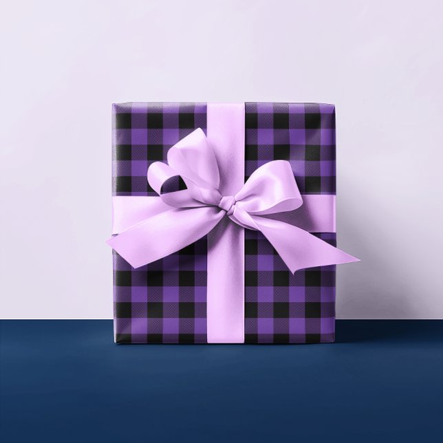 Lila Buffalo Kariert Weihnachten Klein Geschenkpapier Set (Purple and Black Buffalo Check)