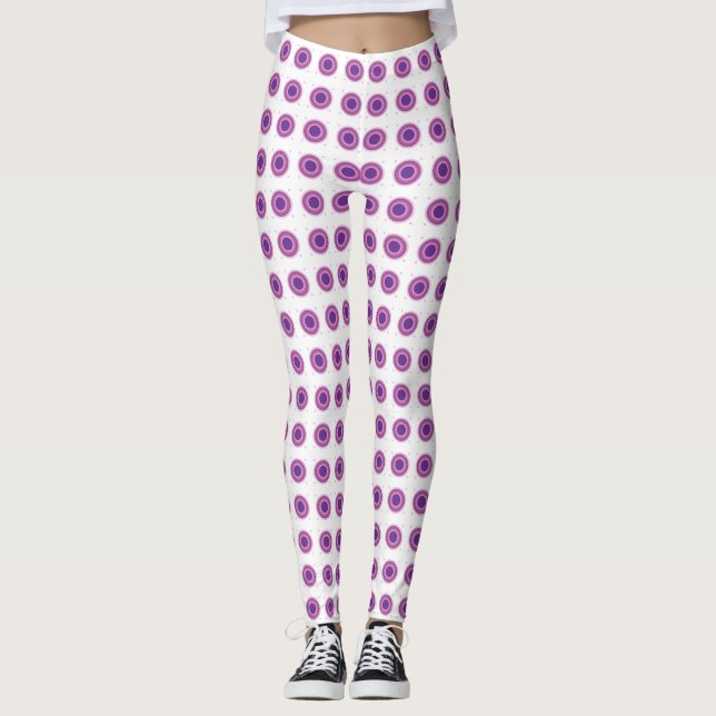 Lila Bullseye-Target-Polka-Dot-Round-Circles Leggings (Vorderseite)