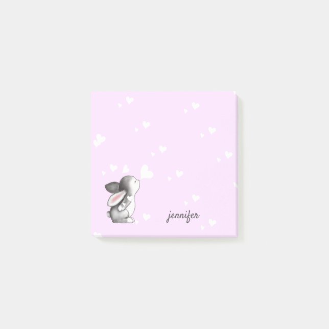 Lila Bunny Heart Post es notiert Post-it Klebezettel (Vorderseite)