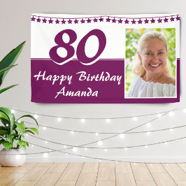 Lila Bunting Star Foto 80. Geburtstagsparty Banner