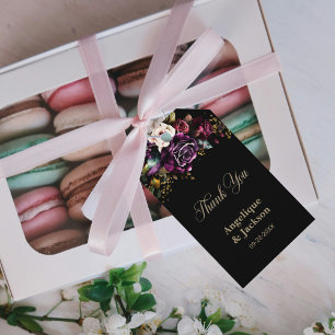 Lila Burgundy Floral Black Wedding Vielen Dank Geschenkanhänger