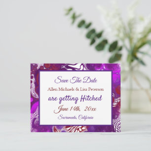 Lila Burgundy Pour Paint.Wedding Speichern Sie das Postkarte