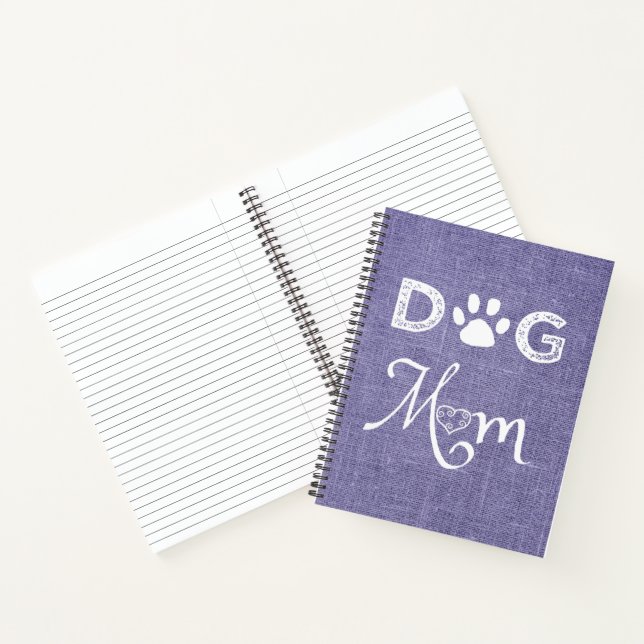 Lila Burlap Dog Mama Notebook Notizbuch (Innenseite)