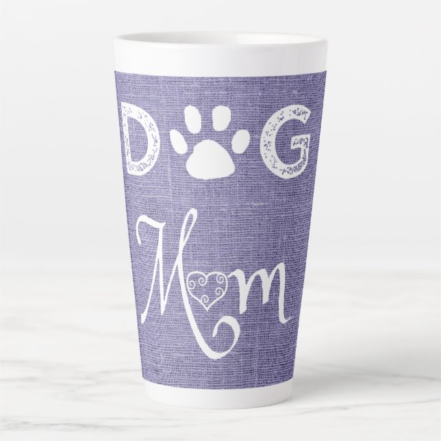 Lila Burlap Hund Mama Latte Tasse (Vorderseite)