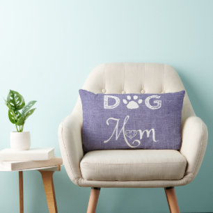 Lila Burlap Hund Mama Lumbar Kissen