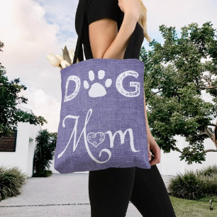 Lila Burlap Hund Mama Tote Bag