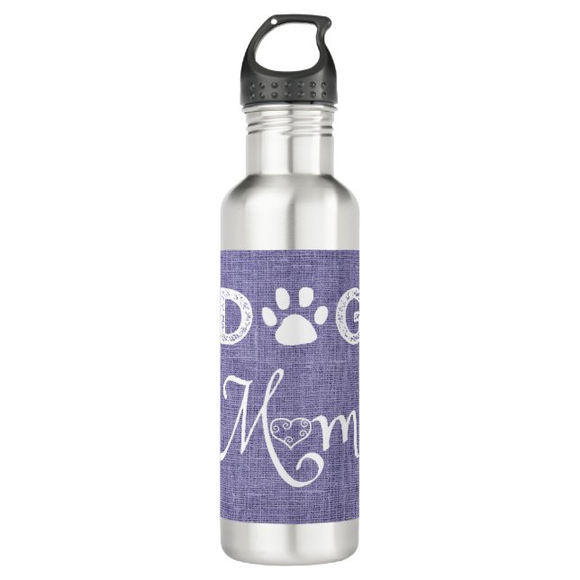 Lila Burlap Hund Mama Wasser Flasche Edelstahlflasche (Vorderseite)