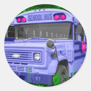 Lila Bus Runder Aufkleber