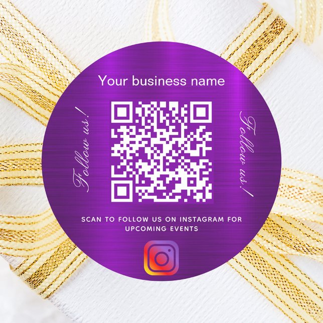 Lila Business qr Codeinstagramm Runder Aufkleber (Von Creator hochgeladen)