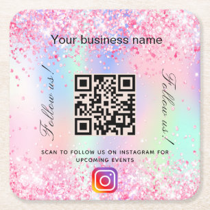 Lila Business-Salon mit rosa Rosa-Farbton, qr-Code Rechteckiger Pappuntersetzer