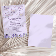 Lila Butterfly Baby Dusche Einladung
