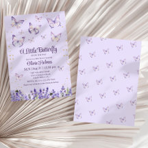 Lila Butterfly Baby Dusche Einladung