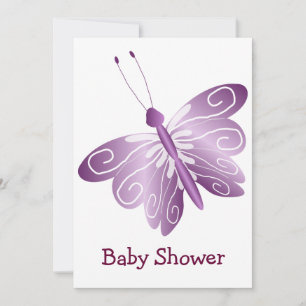 Lila Butterfly-Baby-Dusche Einladung