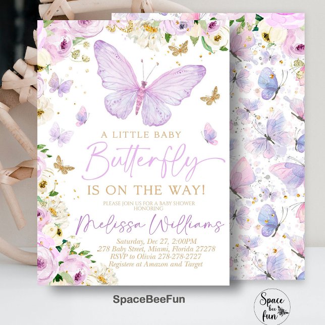 Lila Butterfly Baby Dusche Einladung Girl Invit (Purple Butterfly invitation,Baby Shower Invitation,Girl Butterfly Theme,baby shower invite,)