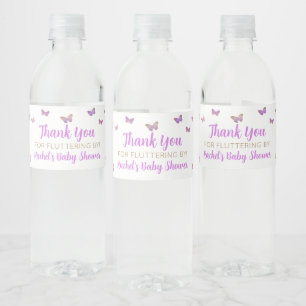 Lila Butterfly Baby Dusche Gefallen Wasserflaschenetikett